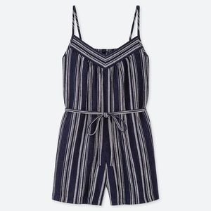 Navy blue linen romper